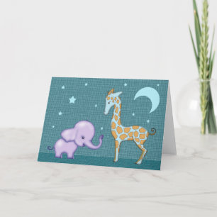 Zoete Olifant en Giraffe Wenskaart Kaart