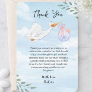 Zoete Ooievaar Baby Shower Bedankkaart
