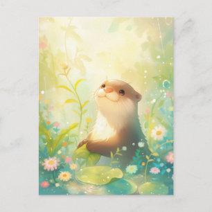 Zoete Otter in Zonnige Regenweide Briefkaart