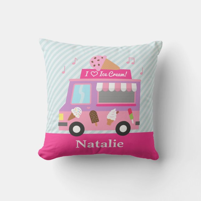 Zoete Paarse Roze IJscowagen Meisjes Kamer Kussen (Voorkant)