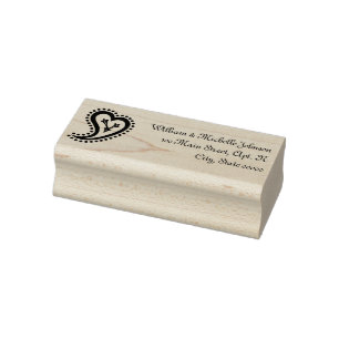 Zoete Paisley Harten Houten Adres Stempel