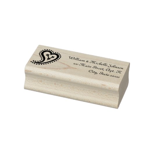 Zoete Paisley Harten Houten Adres Stempel (Stempel)