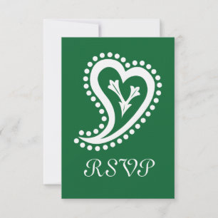 Zoete Paisley Harten in Groene RSVP Kaart