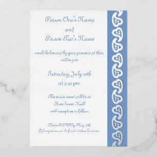 Zoete Paisley Harten in Periwinkle Folie Invitatio Uitnodiging
