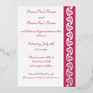 Zoete Paisley Harten in Raspberry Folie Invitation Uitnodiging