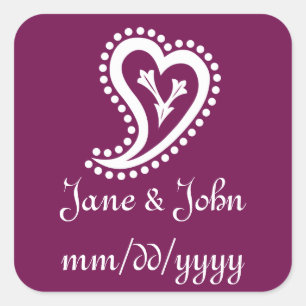 Zoete Paisley Harten in Wijn Sticker