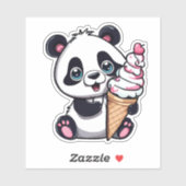 Zoete Panda met Ice Cream Cone Waterdicht Sticker (Vel)