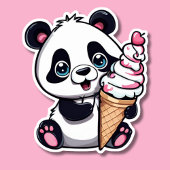 Zoete Panda met Ice Cream Cone Waterdicht Sticker