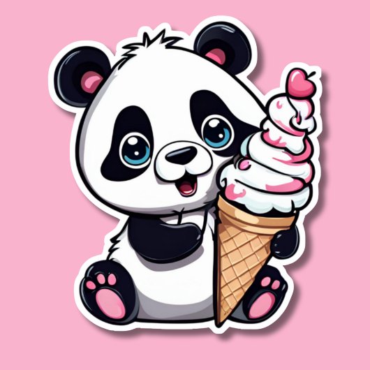Zoete Panda met Ice Cream Cone Waterdicht Sticker
