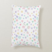 Zoete Pastel Bloemhartjes en Pootafdruk Patroon Accent Kussen (Achterkant (Verticaal))