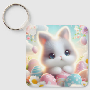 Zoete Pastel Kawaii Kitten Paaseieren Sleutelhanger