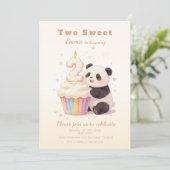 Zoete Pastel Panda Baby 2e Verjaardag Kaart (Staand voorkant)
