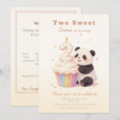 Zoete Pastel Panda Baby 2e Verjaardag Kaart (Voorkant / Achterkant)