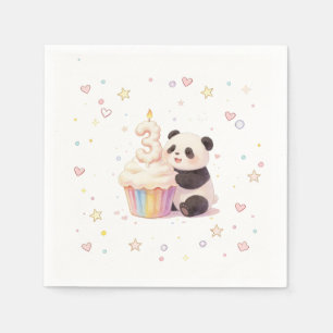 Zoete Pastel Panda Baby 3e Verjaardag Servet