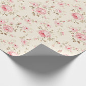 Zoete pastel roze rozen cadeaupapier (Hoek)