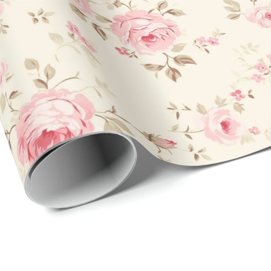 Zoete pastel roze rozen cadeaupapier (Rol Hoek)