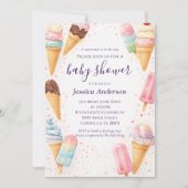 Zoete Pastel Waterverf Ijsje Baby Shower Kaart (Voorkant)