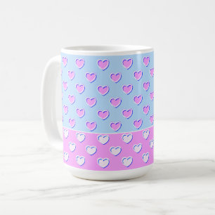 Zoete Pastelkleuren Blauwe En Roze Hartverslagende Koffiemok