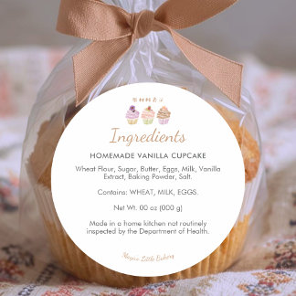 Zoete Pastelkleurige Cupcake Bakkerij Ingredienten Ronde Sticker