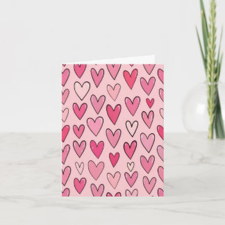 Zoete pastelroze harten Valentijnsdag kaart