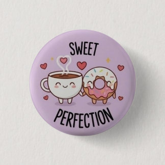 Zoete Perfectie Kawaii Koffie & Donut Speld Badge Ronde Button 3,2 Cm