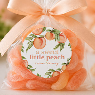 Zoete Perzik Baby Shower Ronde Favor Stickers