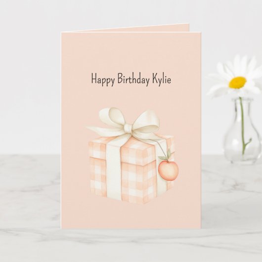 Zoete Perzik Cadeau Verjaardag Kaart (Kleine Plant)