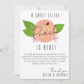 Zoete perzik Dank u geboorte aankondiging (Voorkant)