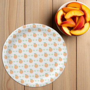 Zoete Perzik Elegante Baby Shower Papieren Bordje