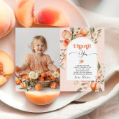 Zoete perzik verjaardagsfeestfoto dank u kaart