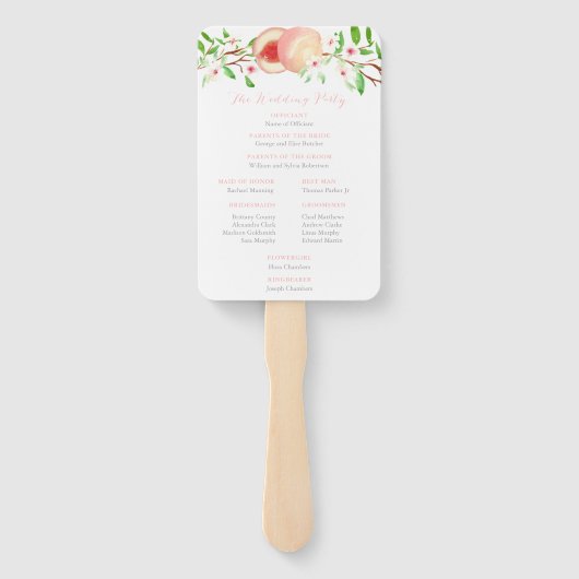 Zoete perziken zuidelijke bruiloft ceremonie progr handwaaier (Achterkant)