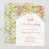 Zoete Perzikrozen Bloem 80ste verjaardag Kaart (Voorkant / Achterkant)