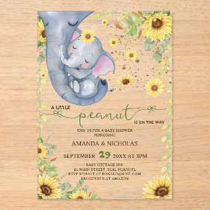 Zoete Pinda Zonnebloem Baby Shower Acryl Uitnodigingen