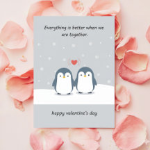 Zoete Pinguïn Koppel Cute Valentijnsdag Liefdeskaa