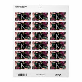 Zoete pioenen op zwarte Initiaal labels (Full Sheet)