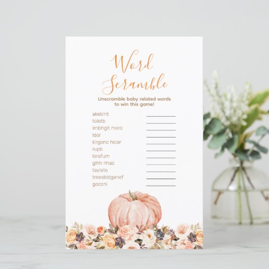 Zoete pompoen rustiek bloemig woord scramble (Staand voorkant)