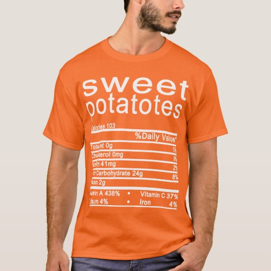 zoete potten Voeding Feiten Funny Thanksgiving T-shirt (Voorkant)