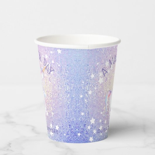 Zoete Rainbow Eenhoorn Glittery Verjaardag Party N Papieren Bekers (Rechts)