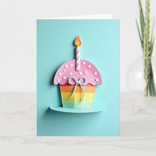 Zoete Regenboog Cupcake Kaart