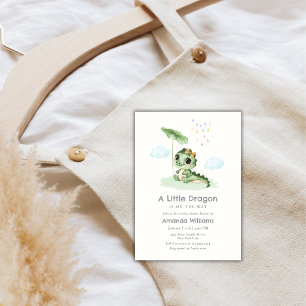 Zoete Regendruppel Kleine Draak Baby Shower Kaart