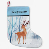 Zoete renderDoe in een sneeuwbos Kleine Kerstsok (Voorkant)