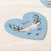 Zoete rendieren Eyelashes en Antlers met bloemen Kartonnen Onderzetters (Gekanteld)