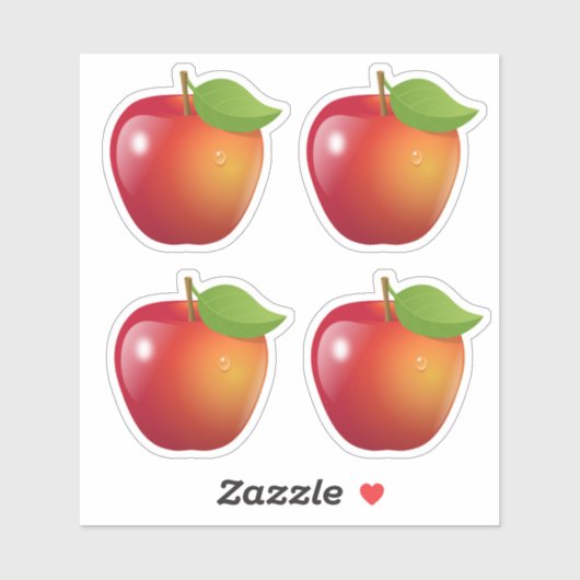 Zoete rode appel Set van 4 Sticker (Vel)