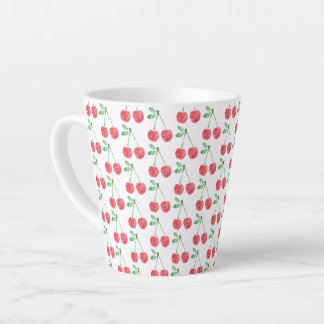Zoete rode kersen delicate patroon latte mok