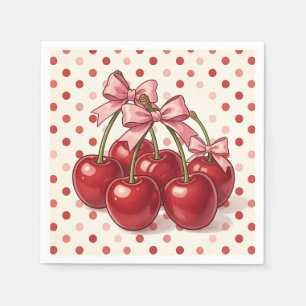 Zoete Rode Kersen Roze Strikken Retro Stippen Servet