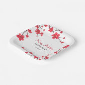 Zoete rode kersenbloesem Sakura Floral Verjaardag Papieren Bordje (Gebogen)