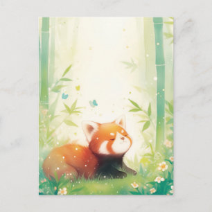 Zoete Rode Panda in Bamboebos Briefkaart
