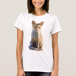 Zoete Rode Vos Welp Portret Illustratie Vrouwen T-shirt