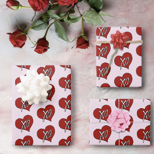 Zoete Rode XO Hart Liefde Knuffels Kusjes Inpakpapier Vel
