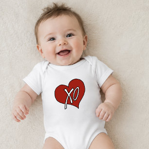 Zoete Rode XO Hart Liefde Knuffels Kusjes Romper